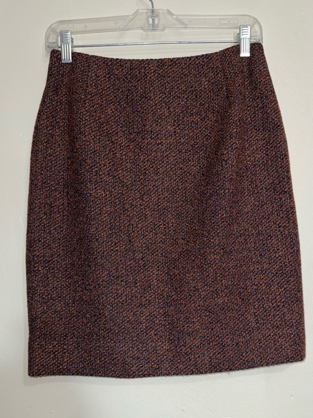 Escada Wool Bland Brown Multi-Thread Pencil Skirt